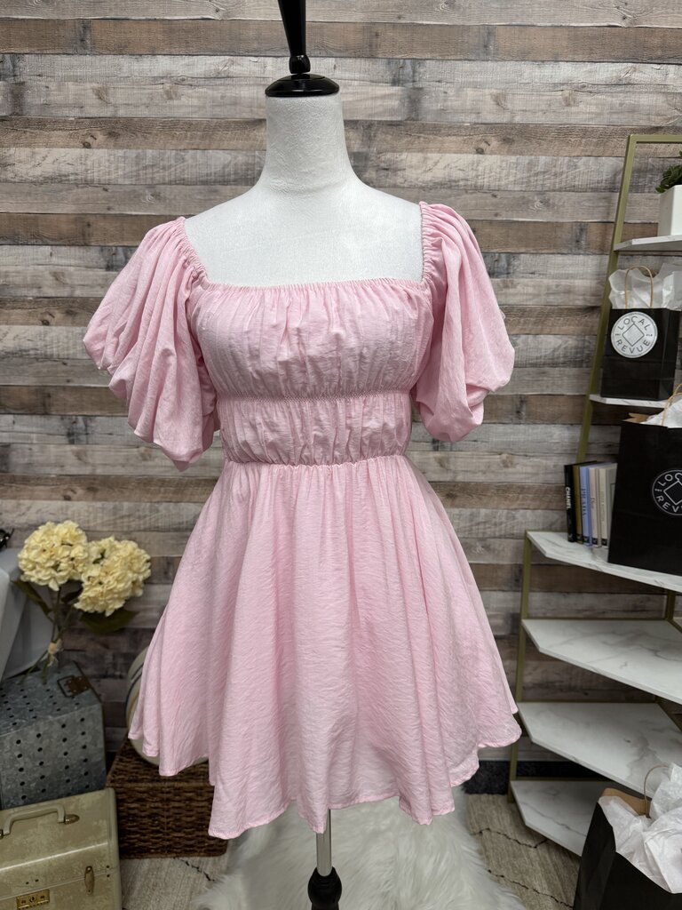 Princess Polly Light Pink Puff Sleeve Babydoll Dress