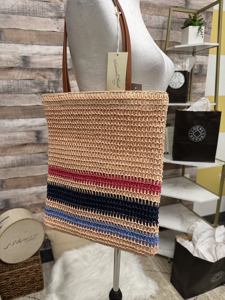 Universal Threads Co. Striped Woven Straw Tote Bag