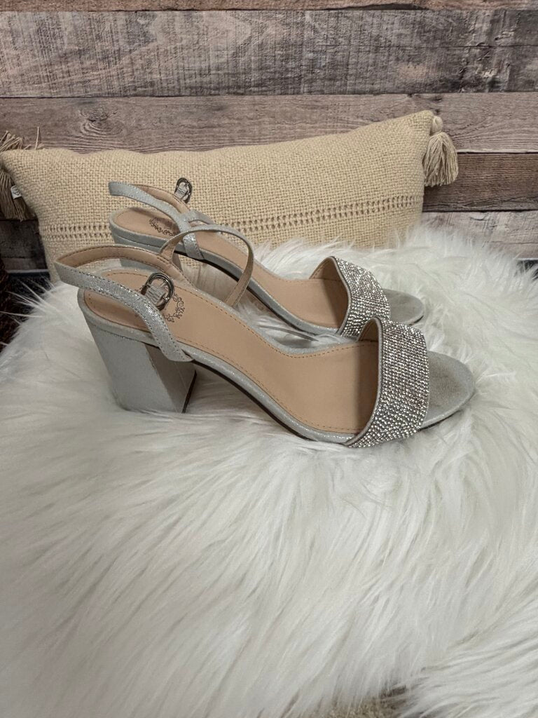 I. Miller Silver Rhinestone Block Heels