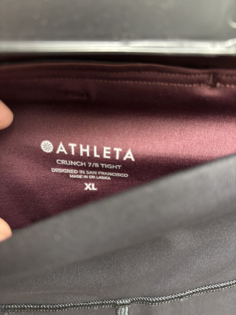 Athleta Black & Burgundy Colorblock Leggings