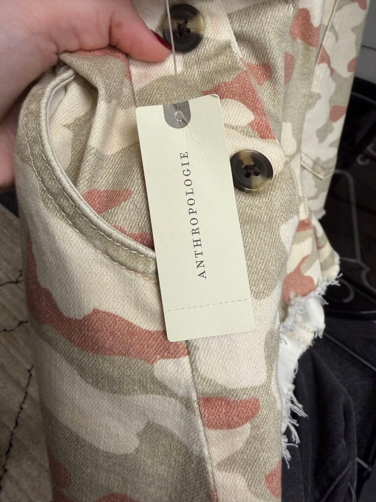 NWT Anthropologie Cream Camo Print Overalls