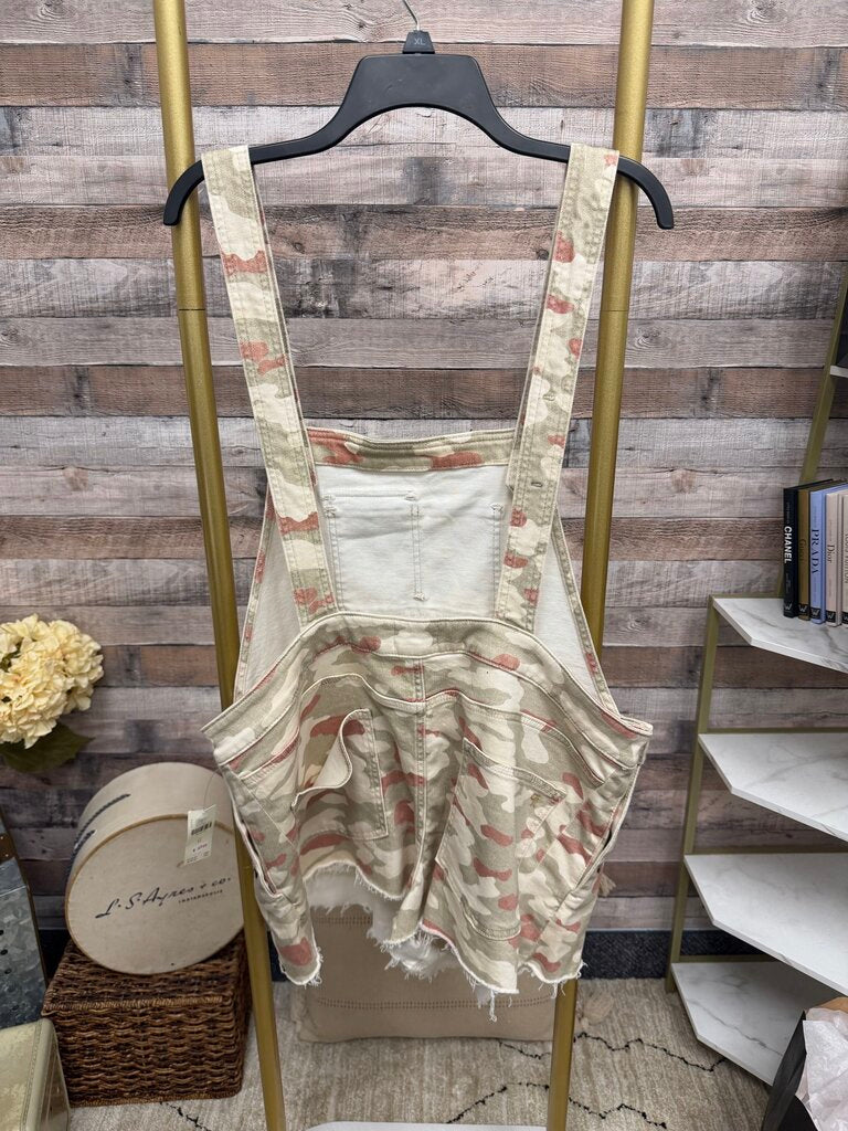 NWT Anthropologie Cream Camo Print Overalls
