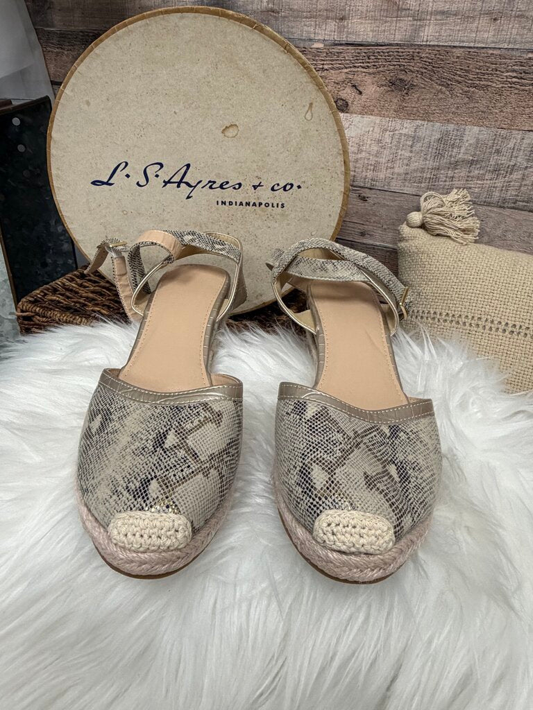 No Brand Cream & Snakeskin Wedge Espadrille