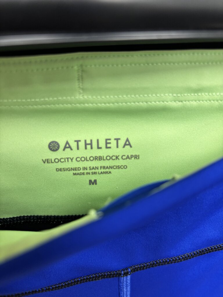 Athleta Velocity Royal Blue & Navy Colorblock Capri Leggings