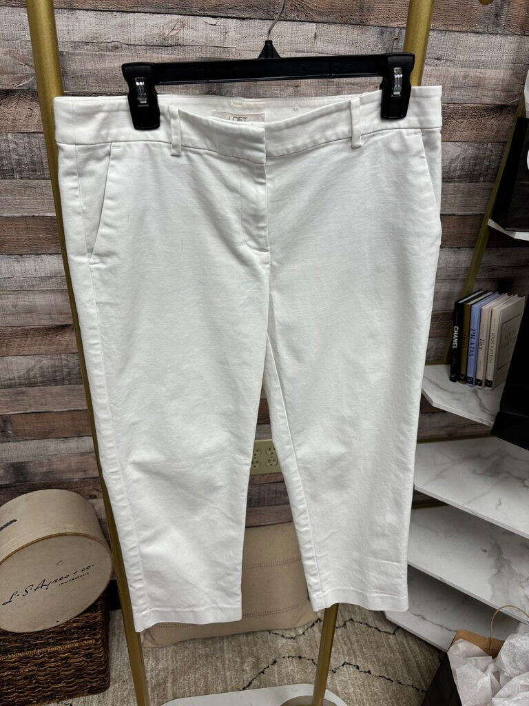 Loft 'Riviera Slim' White Capri Pants