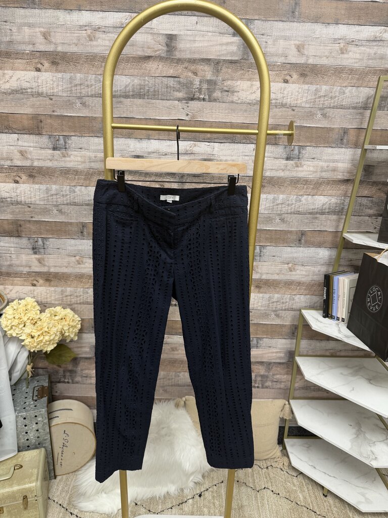 Loft Marisa Riviera Navy Blue Eyelet Detail Pants