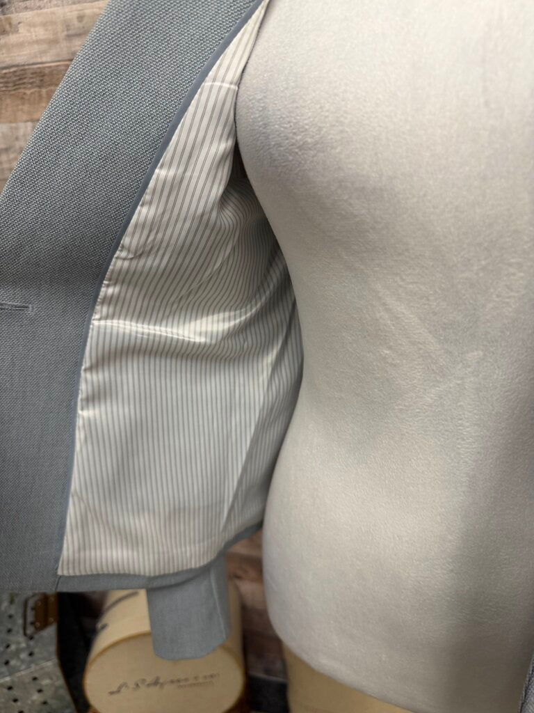 Express Light Blue Twill Single-Button Blazer