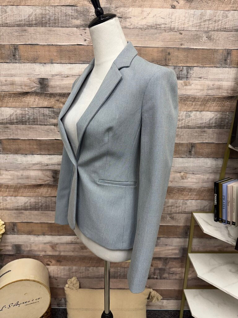 Express Light Blue Twill Single-Button Blazer