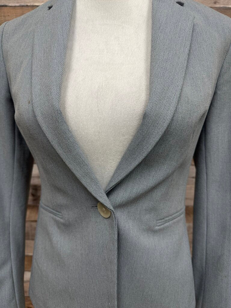 Express Light Blue Twill Single-Button Blazer