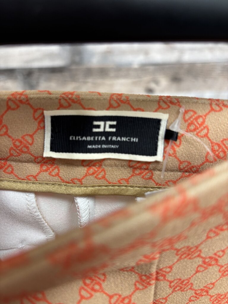 Elisabetta Franchi Tan & Orange Chain Pattern
