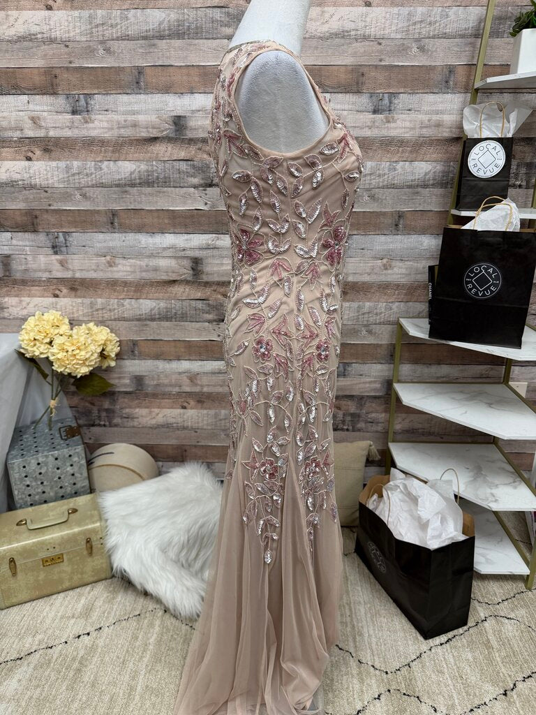 Adrianna Papell Rose Beaded & Tulle Dress