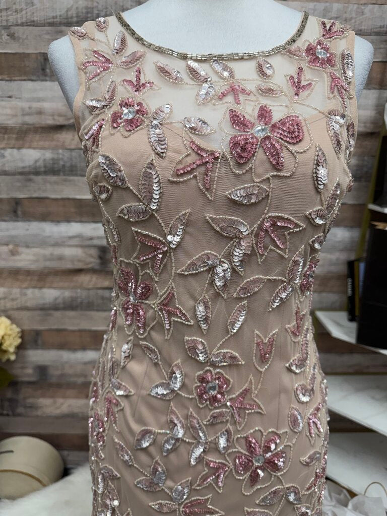 Adrianna Papell Rose Beaded & Tulle Dress