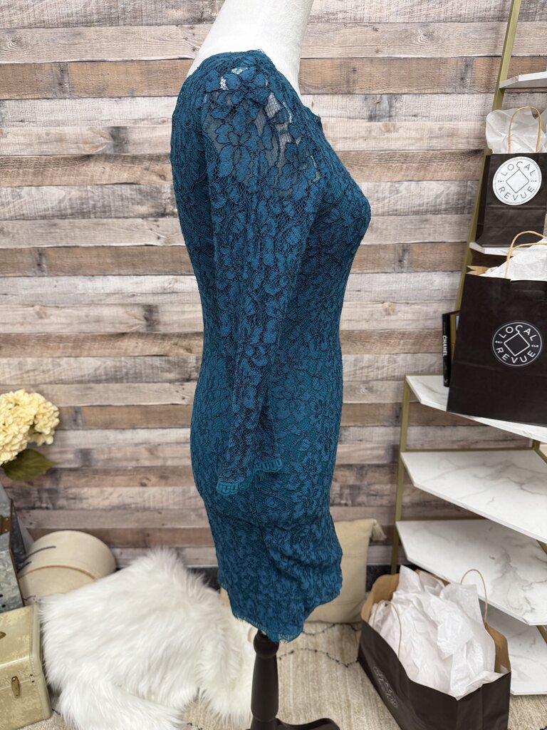 Diane von Furstenberg Teal Lace Knit Dress