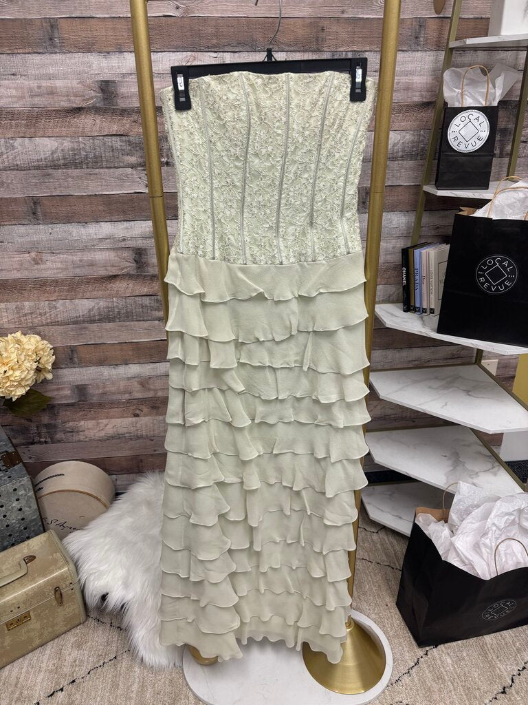 Lillie Rubin Mint Green Tiered Ruffle Sequin Dress
