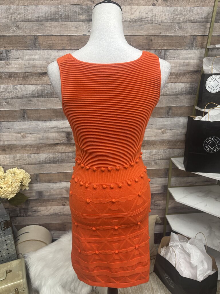 Milly of New York Orange Ribbed Knit Sleeveless Dress