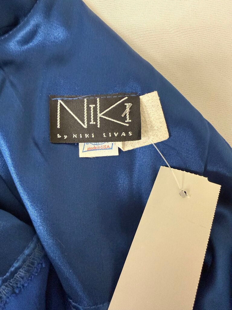 Niki by Niki Livas Royal Blue Satin Evening Gown