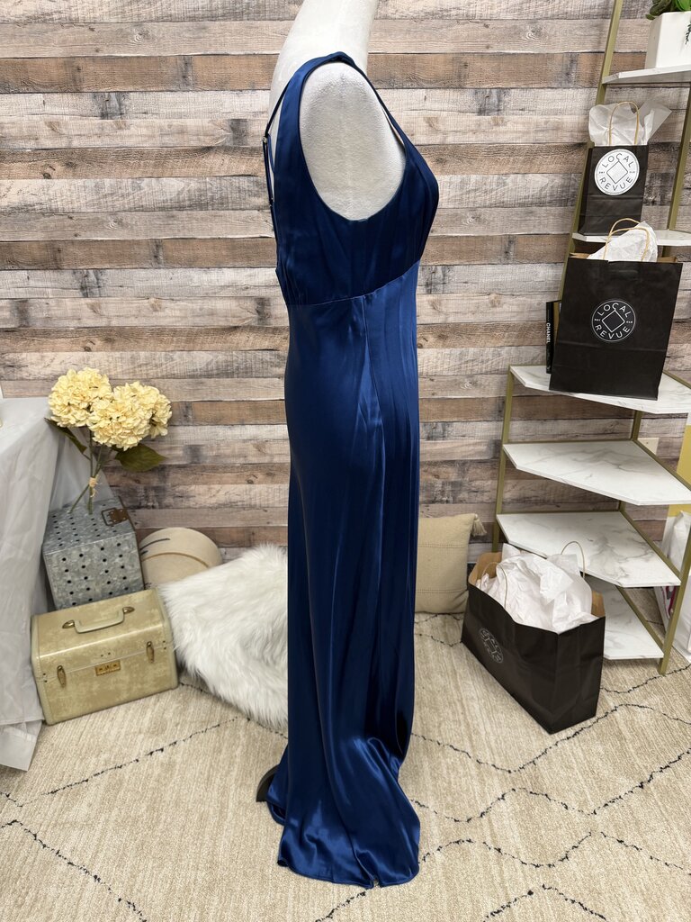 Niki by Niki Livas Royal Blue Satin Evening Gown