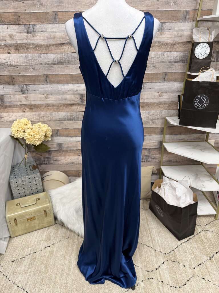 Niki by Niki Livas Royal Blue Satin Evening Gown