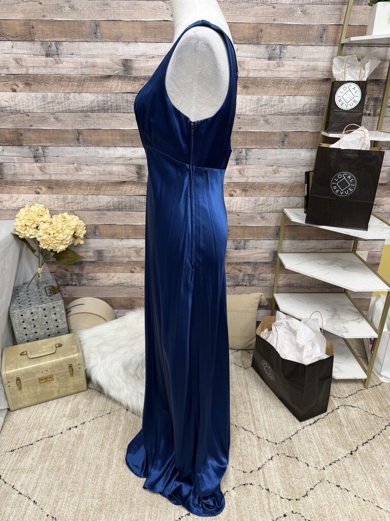 Niki by Niki Livas Royal Blue Satin Evening Gown