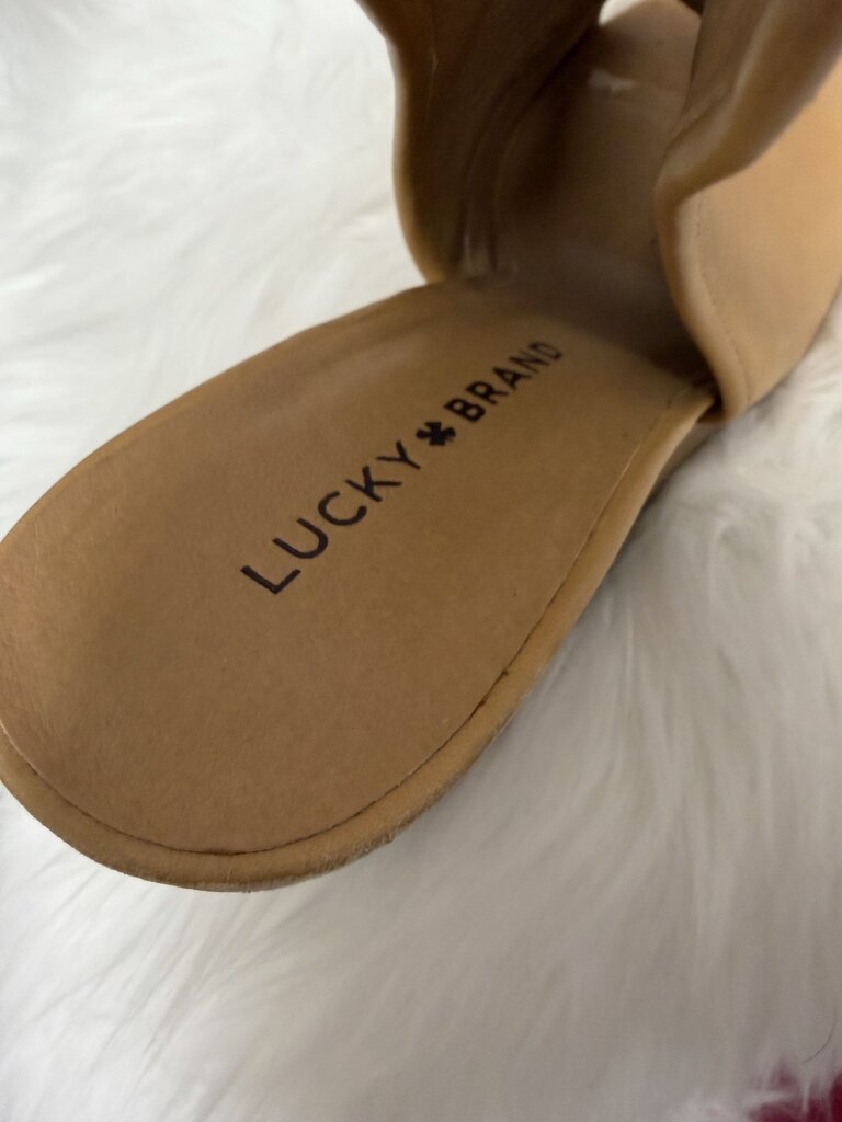 Lucky Brand Buckskin Leather Peep Toe Wedge