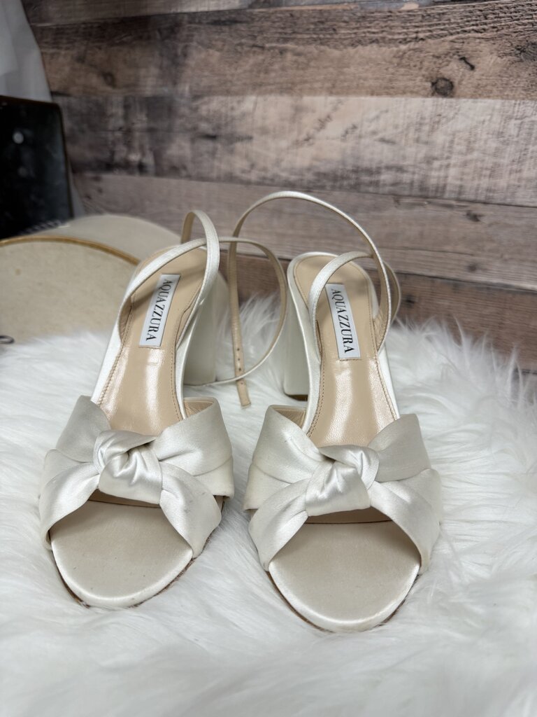 Aquazzura White Satin Black Heel