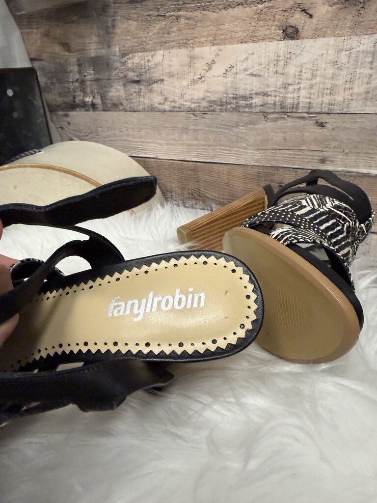 Faryl Robin Black Textile Wood Block Heel