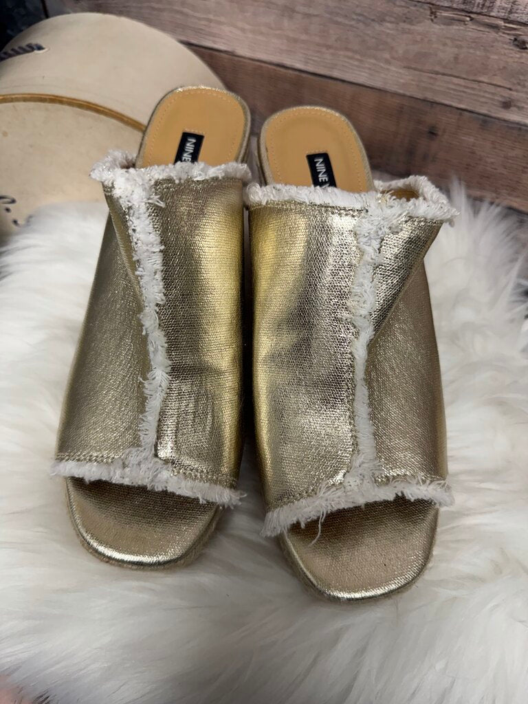 Nine West Gold Metallic Espadrille Wedge