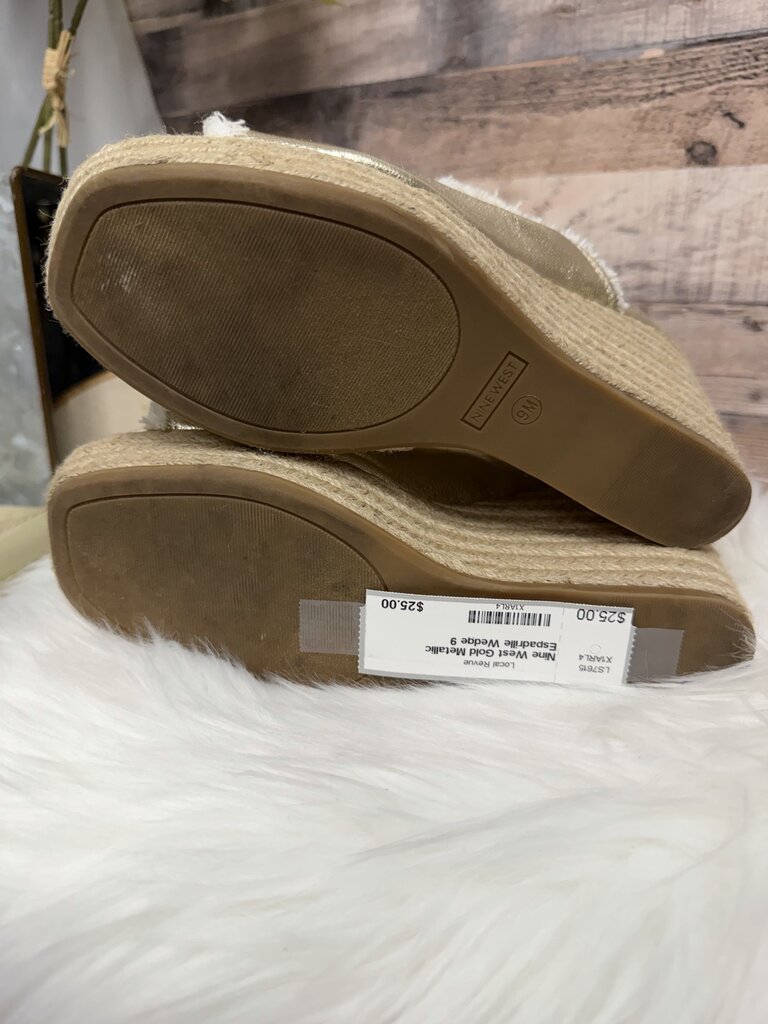 Nine West Gold Metallic Espadrille Wedge