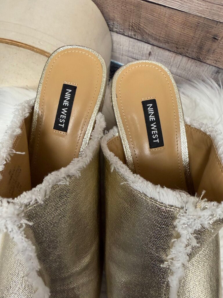 Nine West Gold Metallic Espadrille Wedge