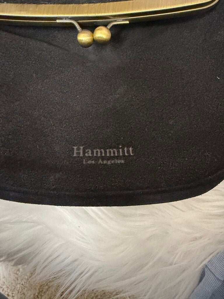 Hammitt LA Black Suede & Gold Clutch w/Cord