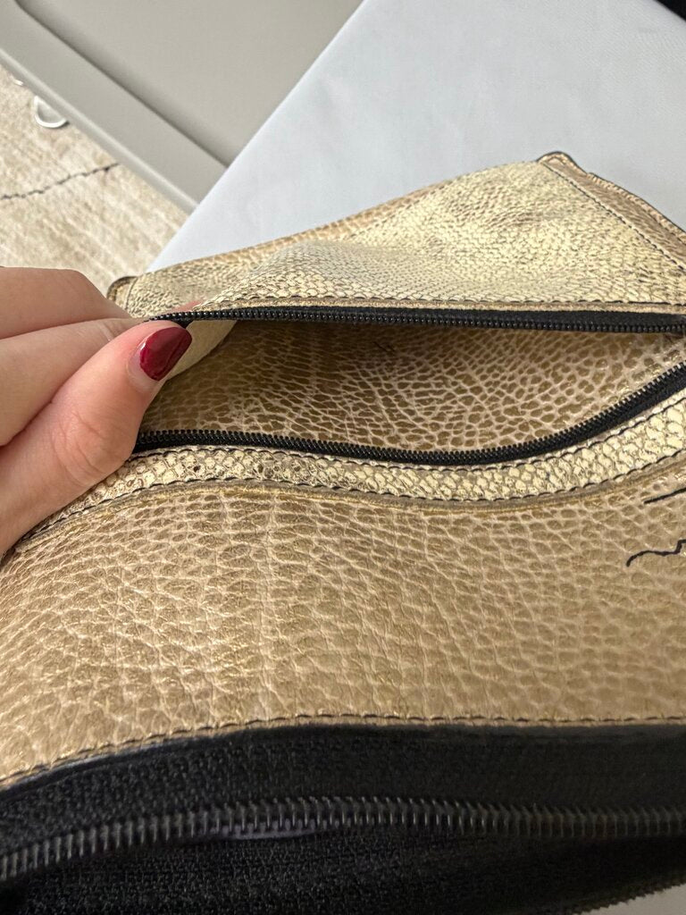 Gold Metallic Bag w/Black Crossbody Strap