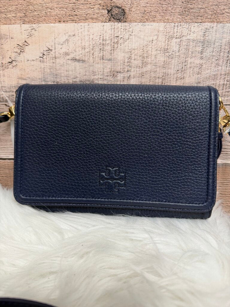 Tory Burch Navy Pebbled Crossbody