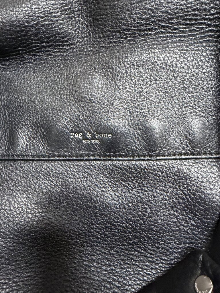 Rag & Bone Black Pebbled Leather Flap Hobo