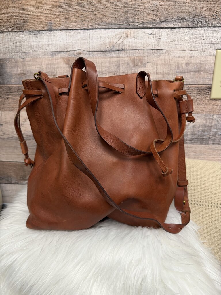 Madewell Rust Leather Drawstring Tote