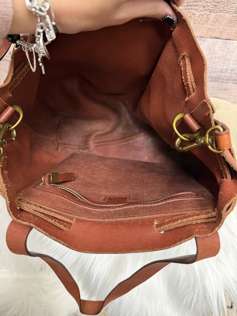Madewell Rust Leather Drawstring Tote