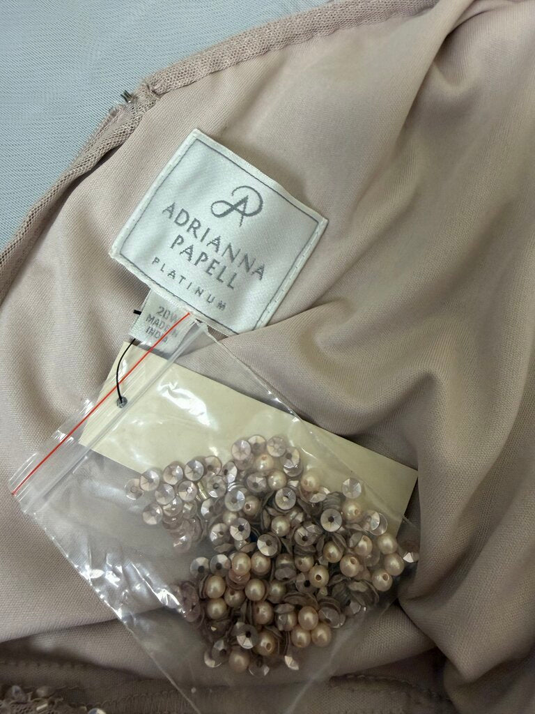 NWT Adrianna Papell Champagne Beaded Gown