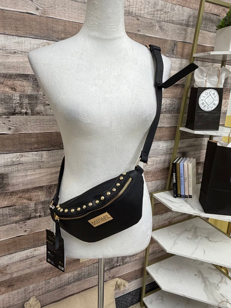NWT Badgley Mischka Black w/Gold Studs Travel Belt
