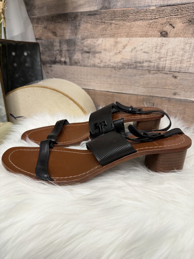 Tory Burch Black Leather Block Heel Sandal