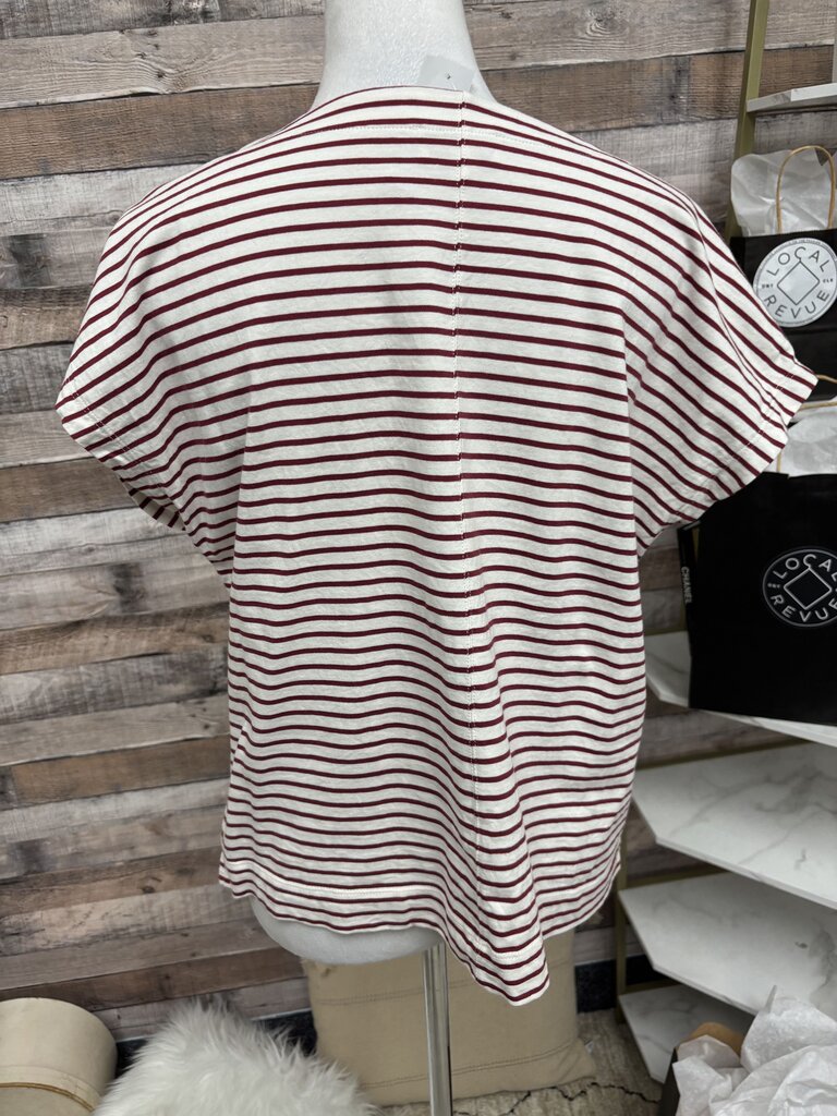 Evereve Red & White Stripe Sleeveless Tee