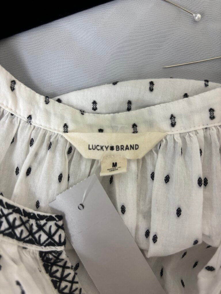 Lucky Brand White w/Black Embroidered Dots