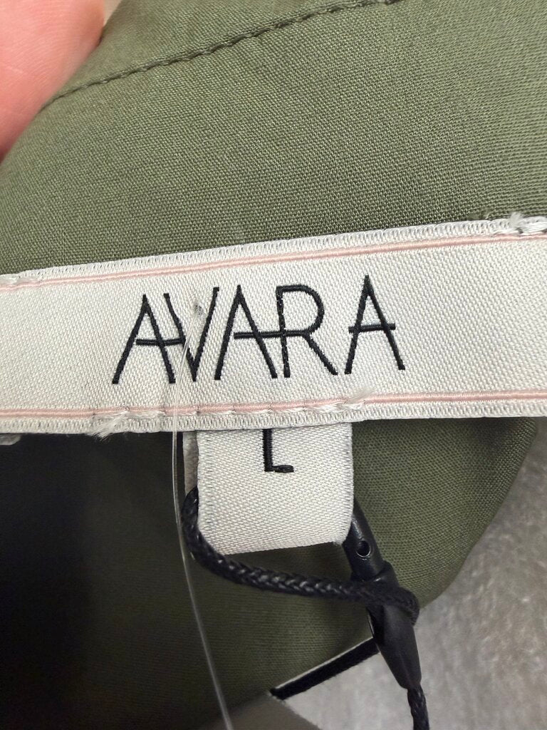 NWT Avara Olive Green Pintucked Ruffle Long Sleeve