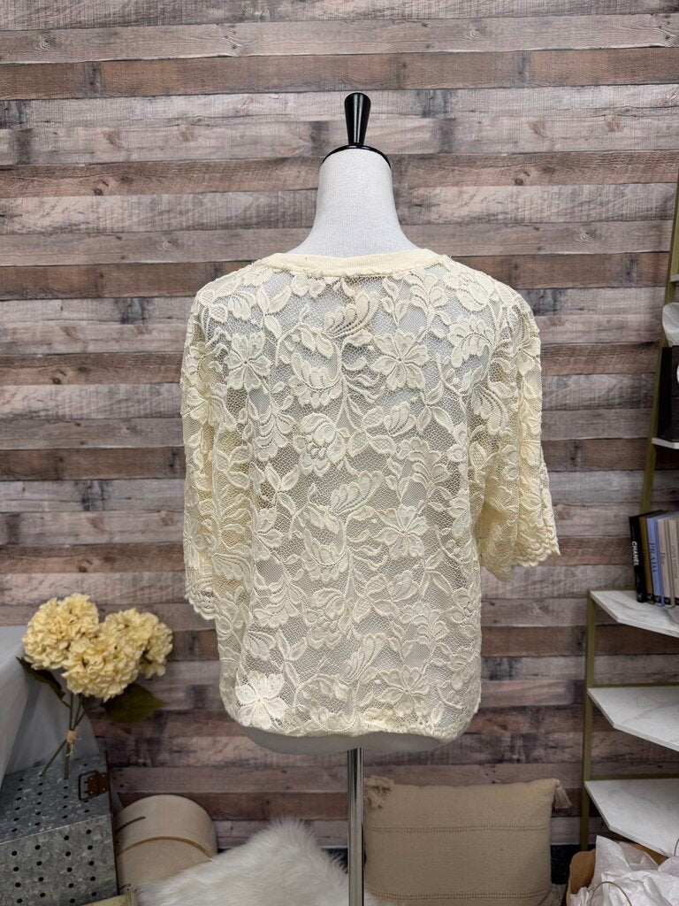 Dolan Anthro Ivory Lace Short Sleeve
