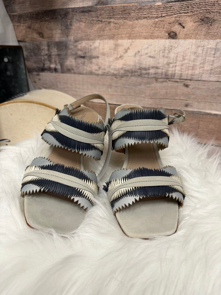 Donald J. Pliner Taupe Leather Slingback Fringe Heels