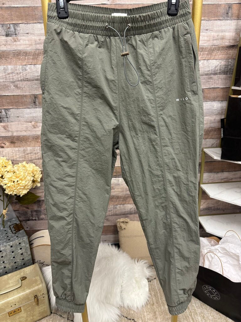 WILO The Label Anthropologie Olive Green Parachute Jogger Pants