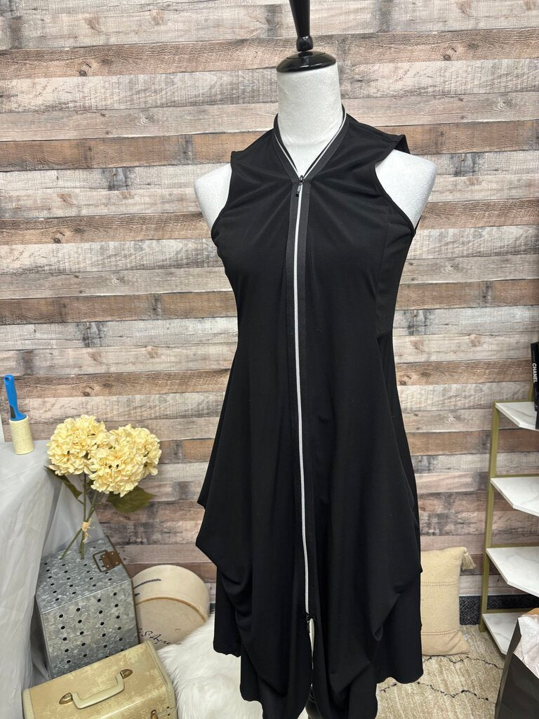 Samuel Dong Black Zippered Sleeveless Dress
