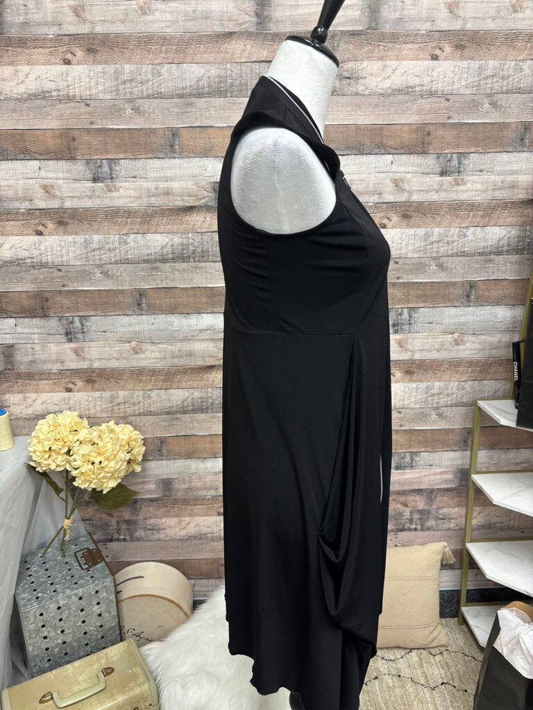 Samuel Dong Black Zippered Sleeveless Dress