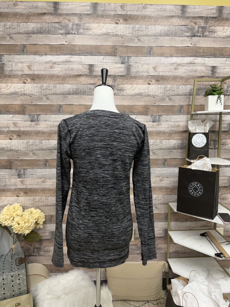 Lucky Brand Black & Grey Athletic V-Neck Long Sleeve Thumb-Hole Top