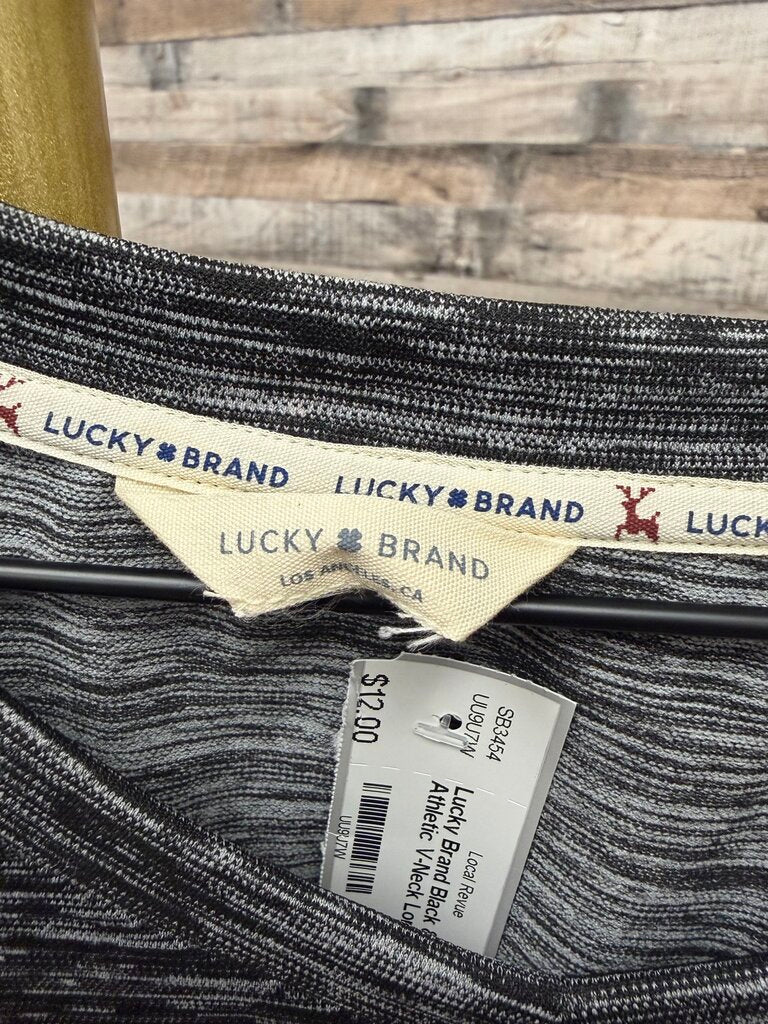 Lucky Brand Black & Grey Athletic V-Neck Long Sleeve Thumb-Hole Top