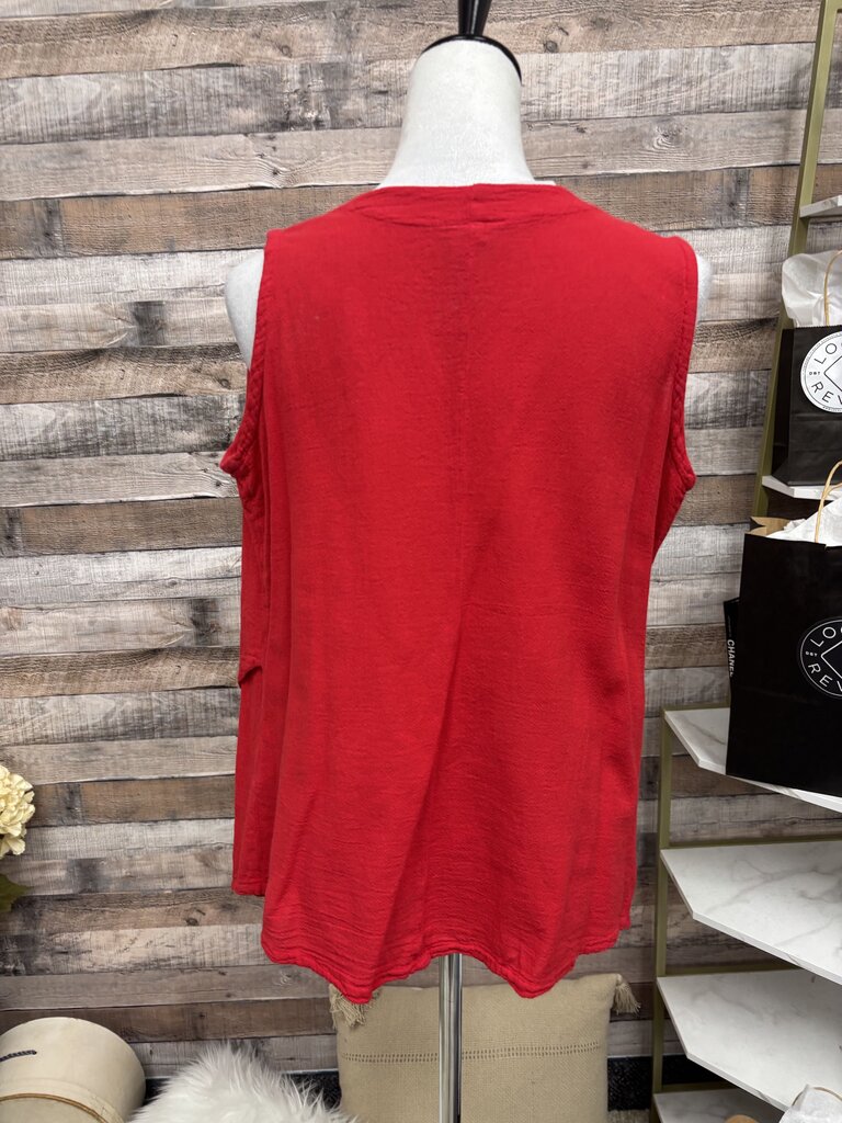 Oh My Gauze! Red Sleeveless Asymmetrical Top