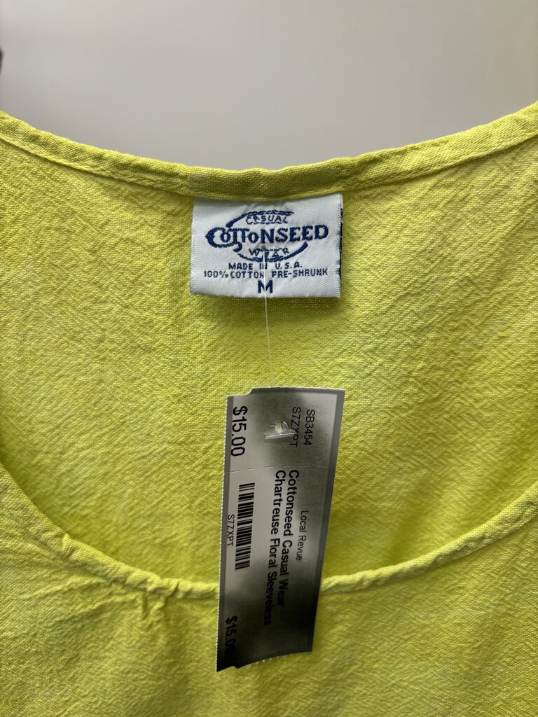 Cottonseed Casual Wear Chartreuse Floral Sleeveless Tank Top